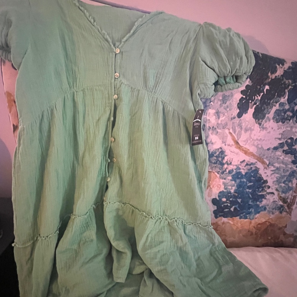 Green Button-Down Women's Dress